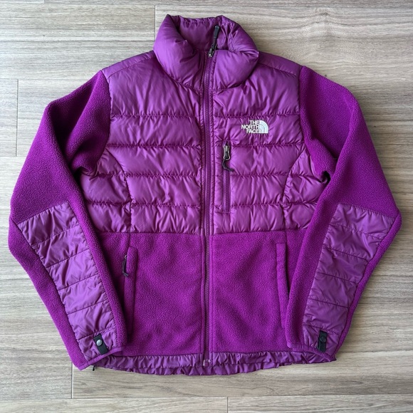 The North Face Purple Denali Goose Down Fleece 550 Zip Puffer Jacket Size Small - Picture 1 of 5